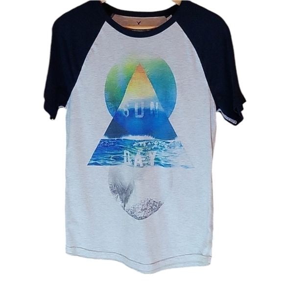 American Eagle Outfitters Tops - American Eagle Outfitters Raglan Short Sleeve Crew Neck Gray Blue, X-Small
